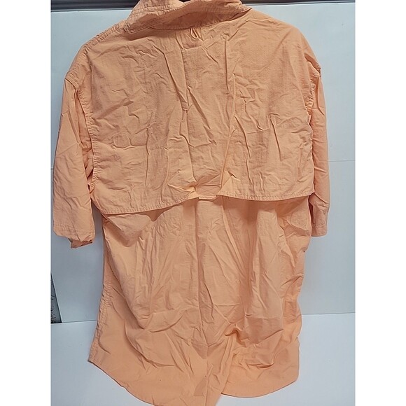 World Wide Sportsman Orange Button Front Short Sleeve Shirt Men's Size L - Picture 2 of 8